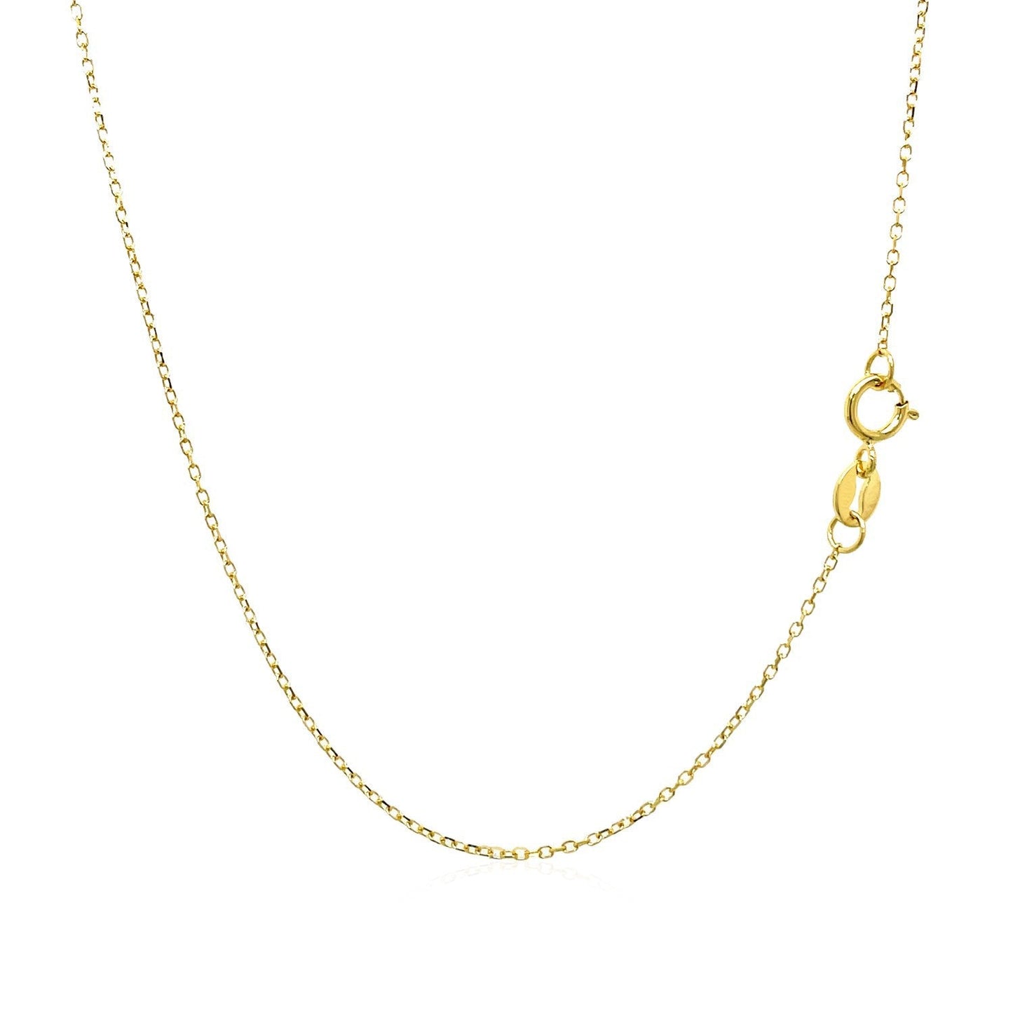 Cadena de eslabones tipo cable con corte de diamante de oro amarillo de 14k y 0.8mm