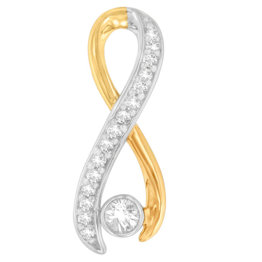 Collar con colgante de cinta radiante de diamante de 1/5 cttw de oro de dos tonos de 10K (H-I, I1-I2)