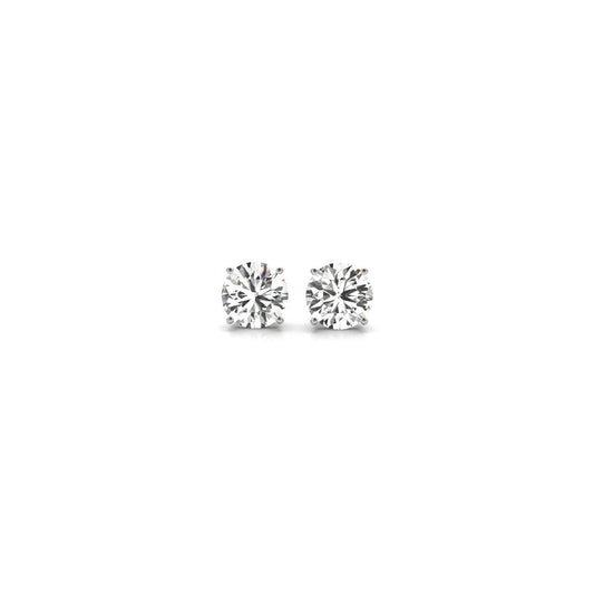 Pendientes de tuerca de diamante redondo cultivado en laboratorio de 1/2 quilate de peso total de oro blanco de 14k (G/VS2)