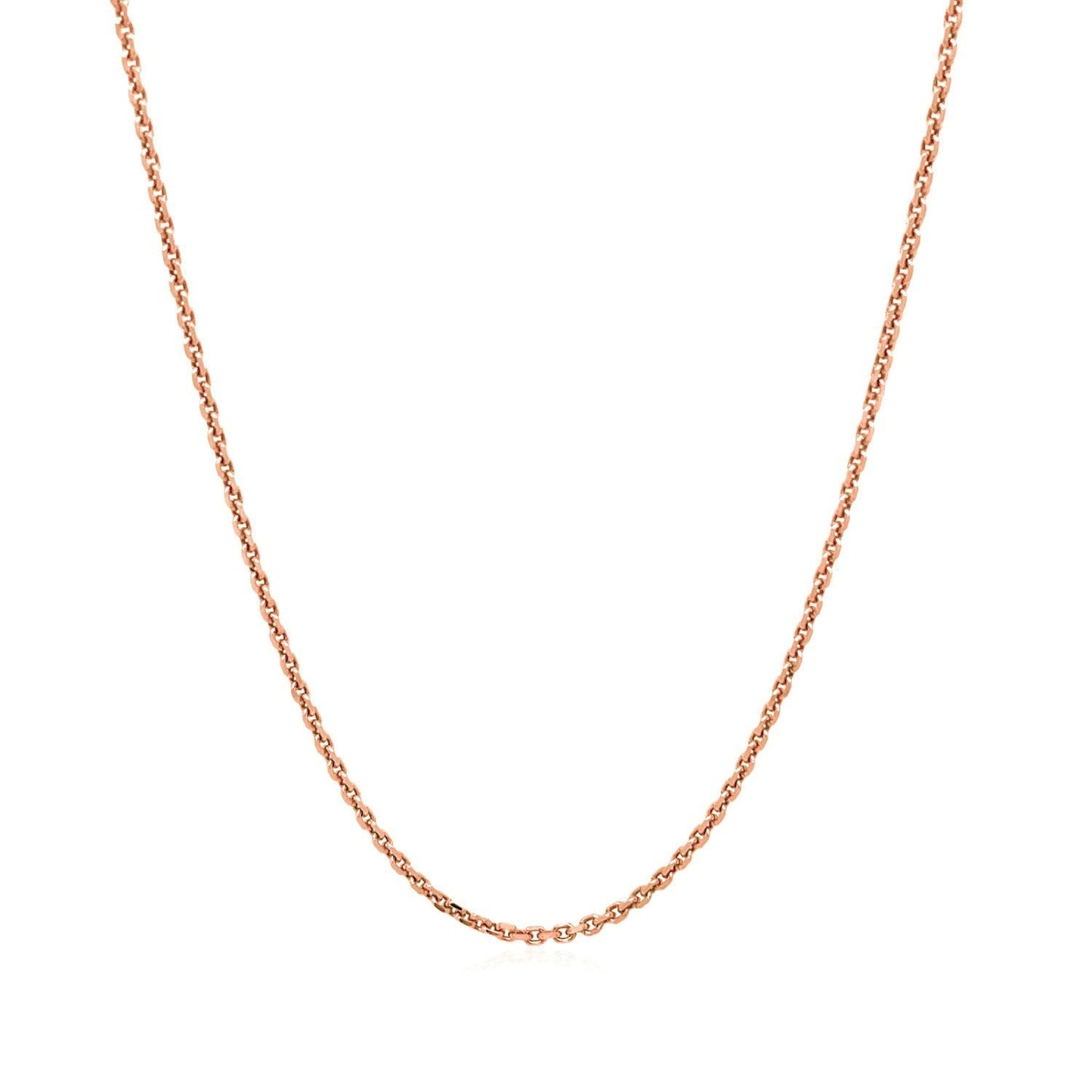 Cadena de eslabones tipo cable con corte de diamante de oro rosa de 14k y 1.3mm