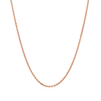 Cadena de eslabones tipo cable con corte de diamante de oro rosa de 14k y 1.3mm