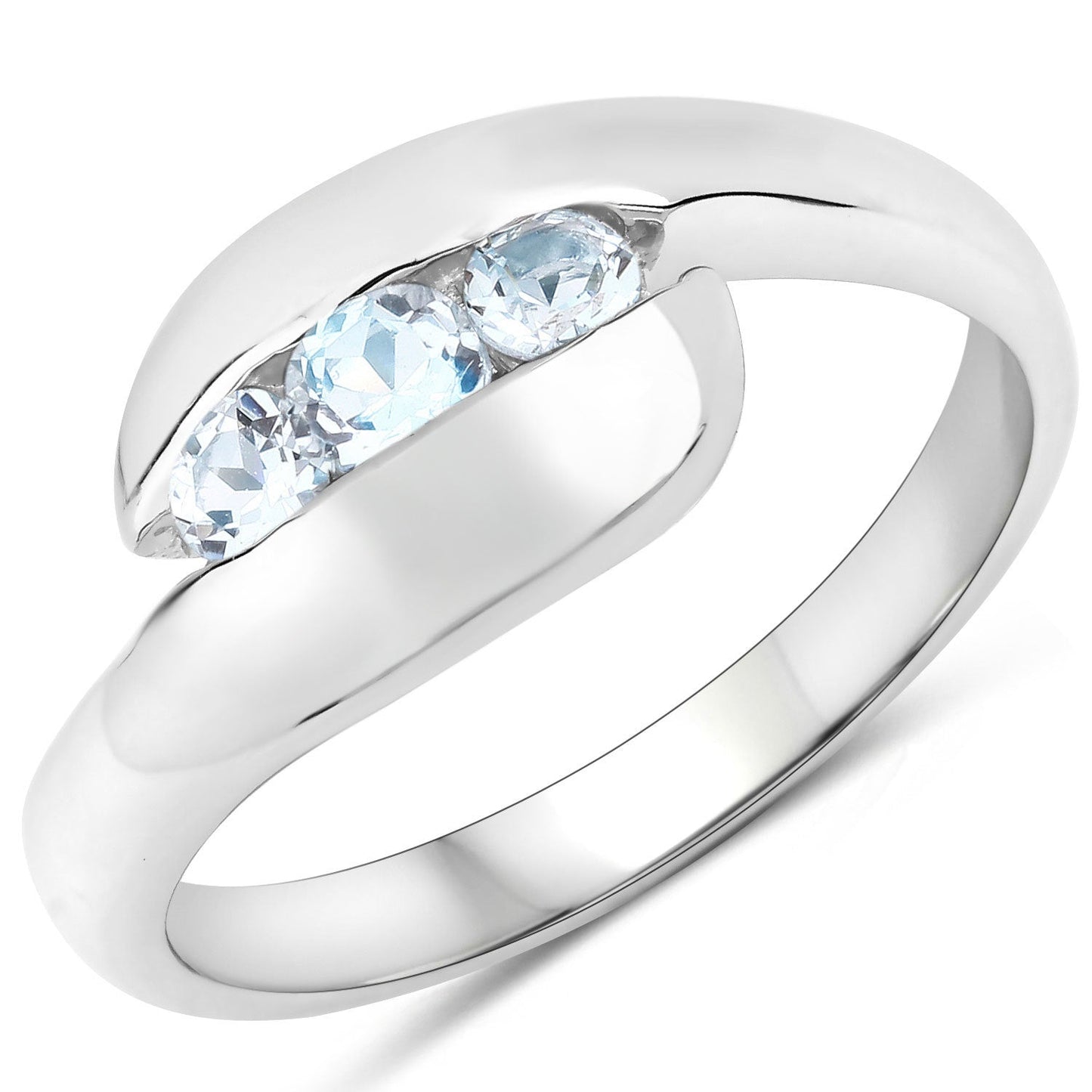 Anillo de plata esterlina .925 con topacio azul genuino de 0.74 quilates