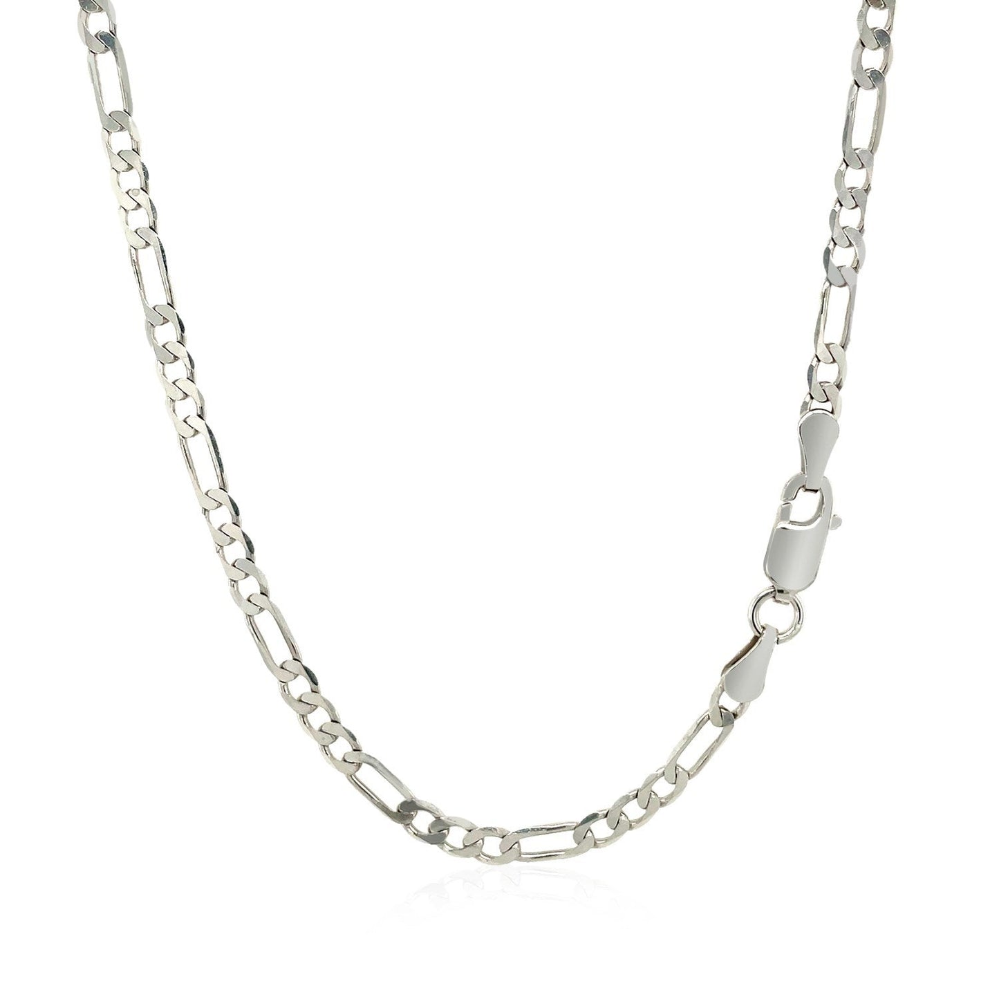 Cadena Fígaro sólida de 3.0mm de oro blanco de 14k