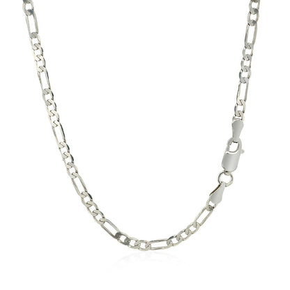 Cadena Fígaro sólida de 3.0mm de oro blanco de 14k