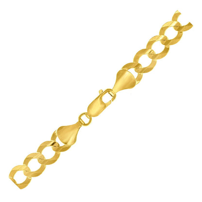 Cadena barbada sólida de oro amarillo de 14k y 8.2mm