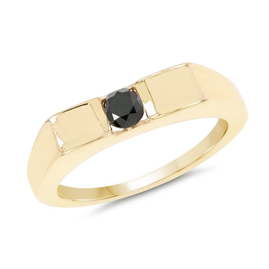 Anillo de plata de ley .925 con diamante negro auténtico de 0,25 quilates