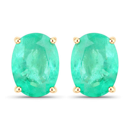 Pendientes de oro amarillo de 10 quilates con esmeralda genuina de Zambia de 2,40 quilates