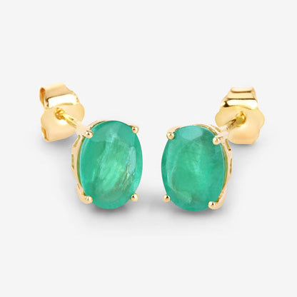 Pendientes de oro amarillo de 10 quilates con esmeralda genuina de Zambia de 2,40 quilates