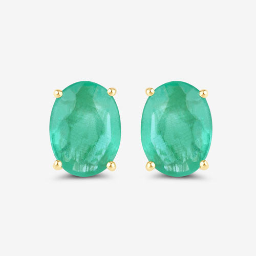Pendientes de oro amarillo de 10 quilates con esmeralda genuina de Zambia de 2,40 quilates