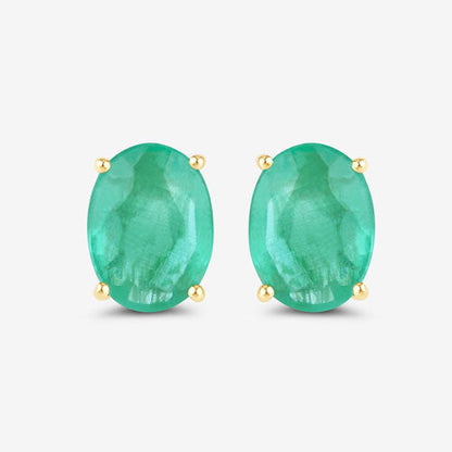 Pendientes de oro amarillo de 10 quilates con esmeralda genuina de Zambia de 2,40 quilates