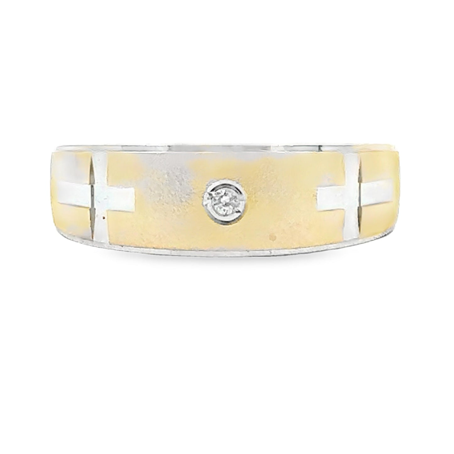 Anillo para hombre .02ct, de plata de ley y oro de 14 quilates