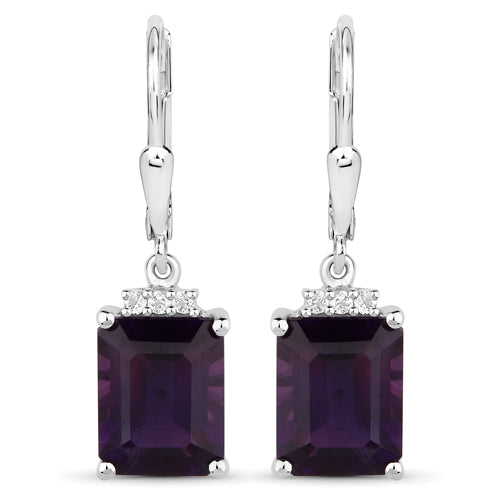 Pendientes de plata de ley .925 con amatista genuina de 6.63 quilates