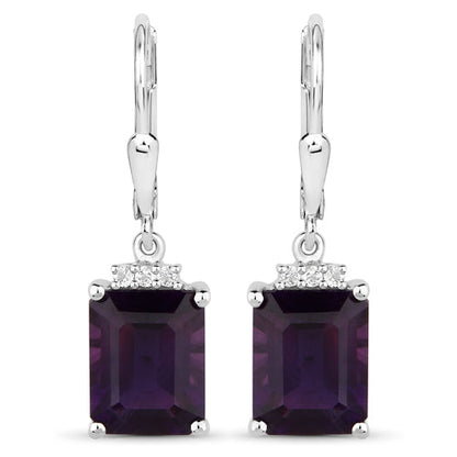 Pendientes de plata de ley .925 con amatista genuina de 6.63 quilates