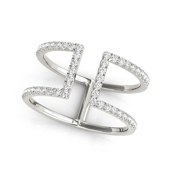 Anillo de diamantes de estilo moderno de doble banda de oro blanco de 14 quilates (1/2 quilate total)