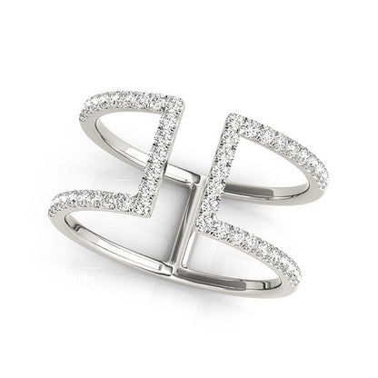 Anillo de diamantes de estilo moderno de doble banda de oro blanco de 14 quilates (1/2 quilate total)