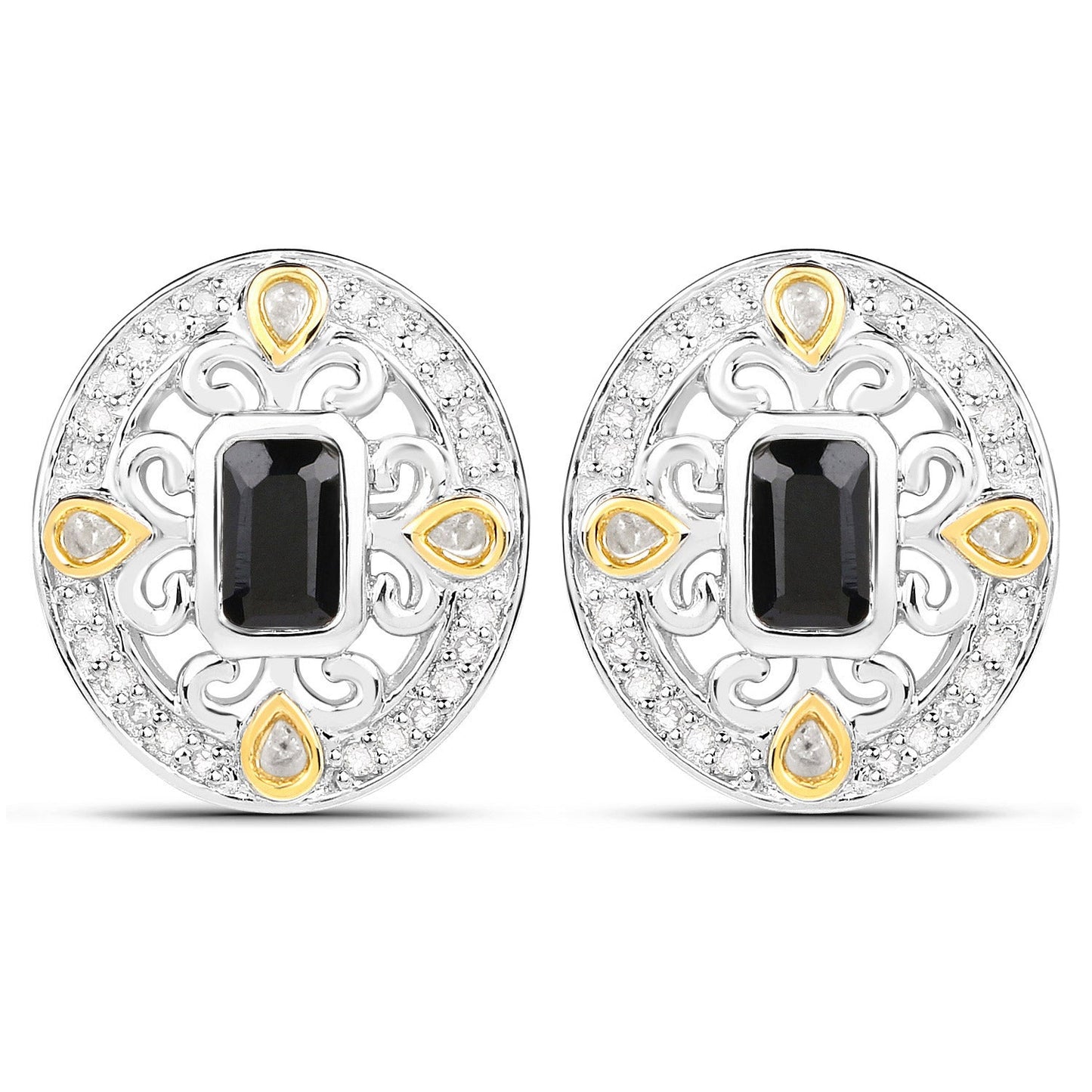 Aretes de zafiro azul auténtico de 0,93 quilates y diamantes blancos de plata de ley .925
