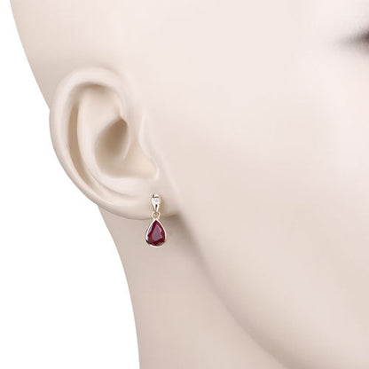 Pendientes de oro amarillo de 10K con rubí genuino de 1.65 quilates y diamantes blancos