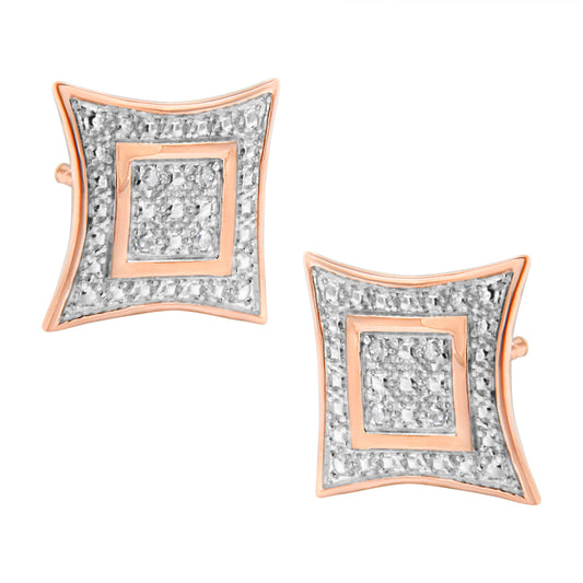 Pendientes con acento de diamante de plata de ley .925 con 4 piedras en forma de estrella de cuatro puntas con halo (Color H-I, Claridad I2-I3)