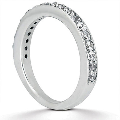Anillo de boda tipo alianza de oro blanco de 14k con pavé de diamantes, media vuelta
