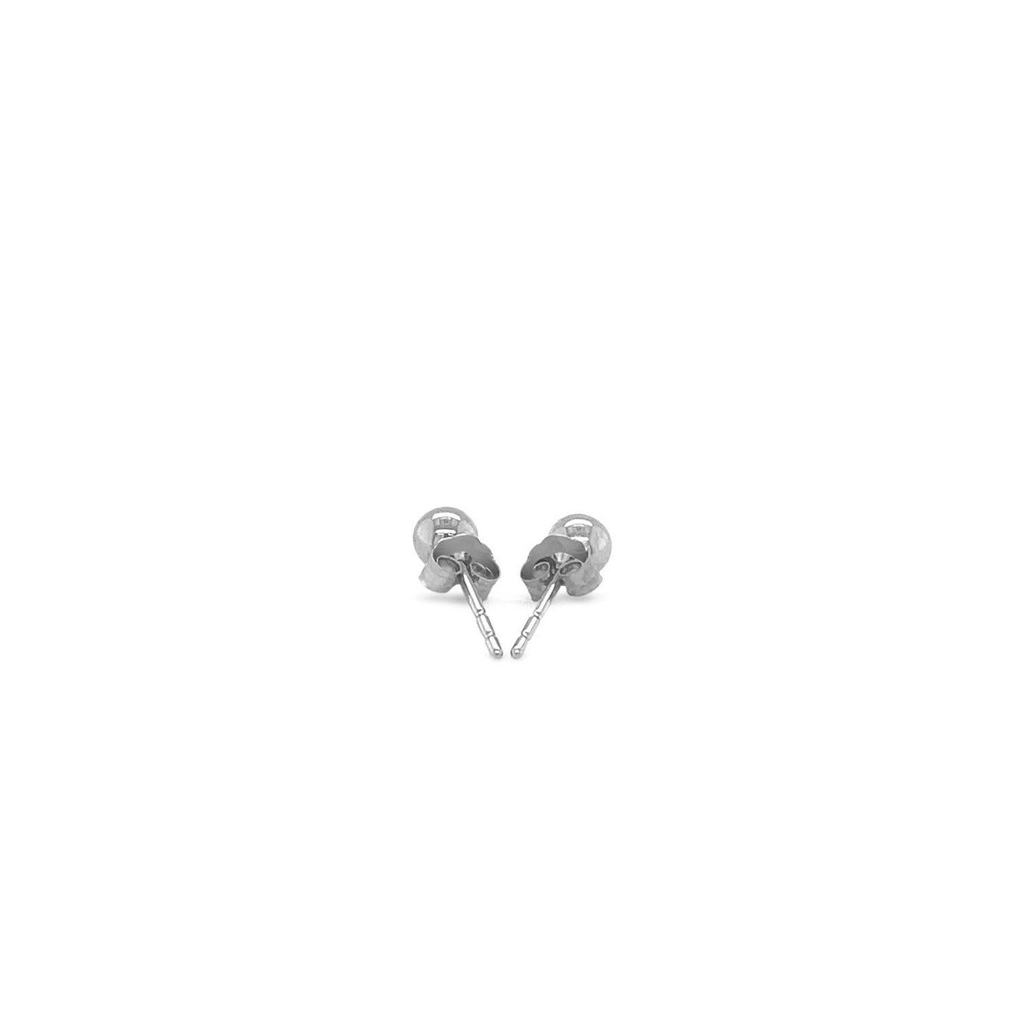 Pendientes de botón redondos de oro blanco de 14k (4.0 mm)