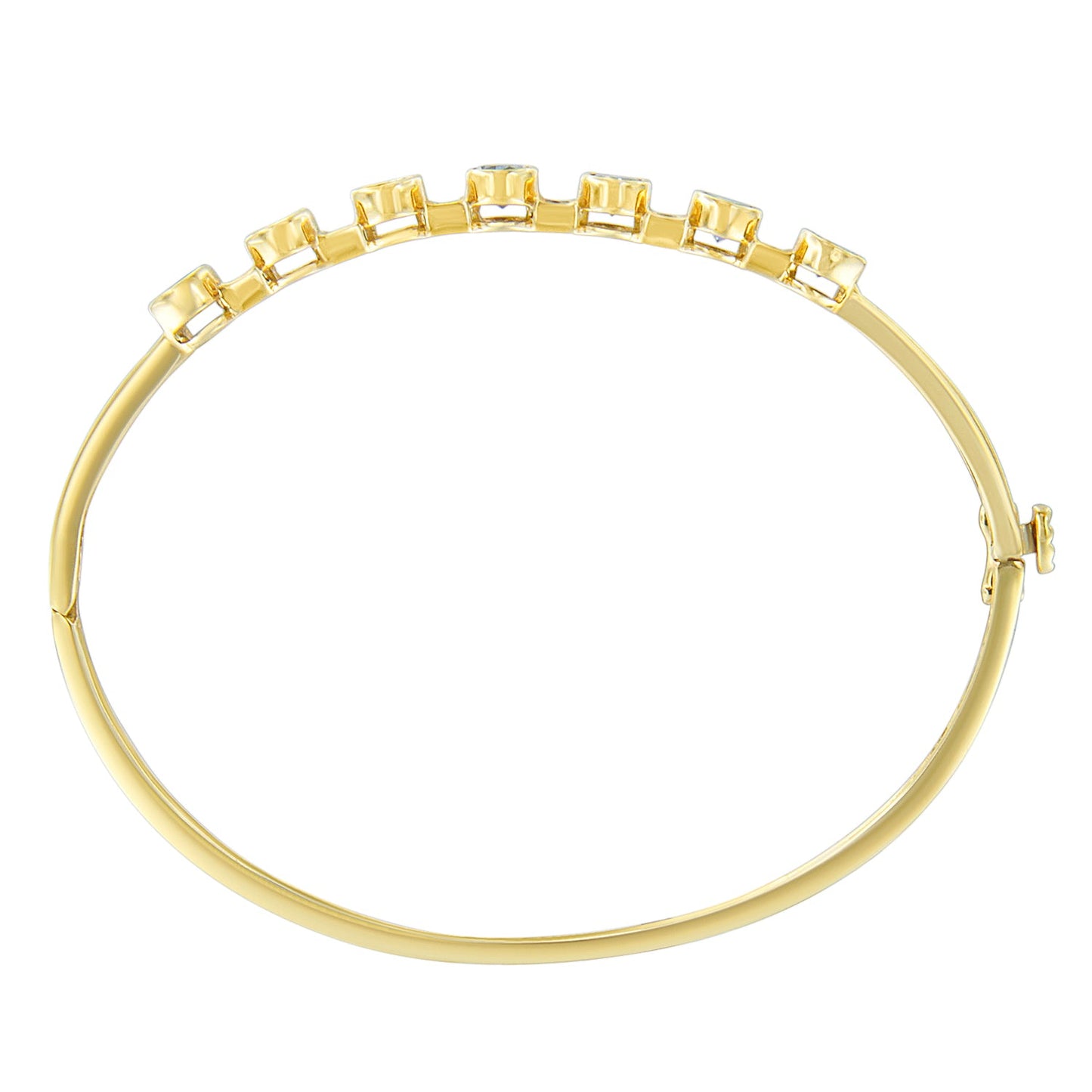Pulsera esclava de oro amarillo de 14K con tanzanita ovalada de 5MM engastada en bisel alterno y diamantes de 1/5 Cttw (Color H-I, Claridad VS2-SI1) - Se adapta a muñecas de hasta 7.25 pulgadas