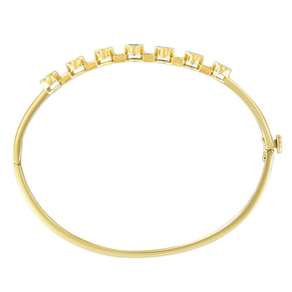 Pulsera esclava de oro amarillo de 14K con tanzanita ovalada de 5MM engastada en bisel alterno y diamantes de 1/5 Cttw (Color H-I, Claridad VS2-SI1) - Se adapta a muñecas de hasta 7.25 pulgadas