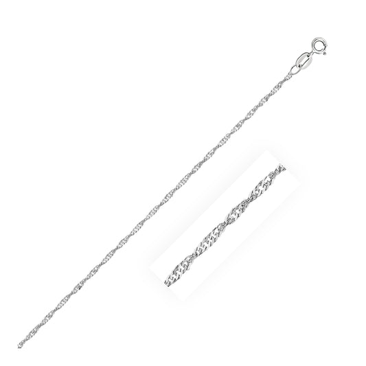 Cadena Singapur de oro blanco de 10k y 1.5mm