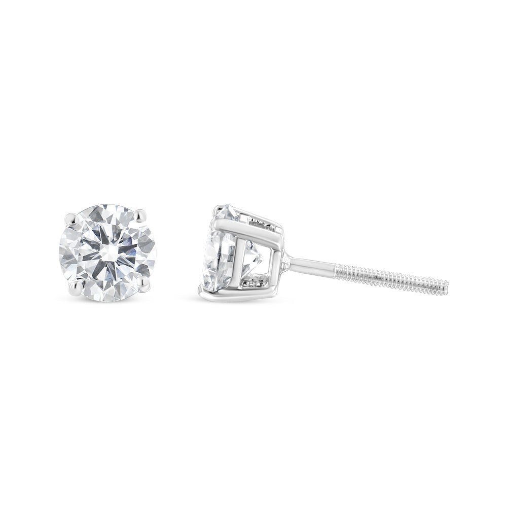 Pendientes Clásicos de Oro Blanco de 14K con Diamantes de Laboratorio de 5/8 Cttw Engarzados en 4 Garras (Color F-G, Claridad VS2-SI1)