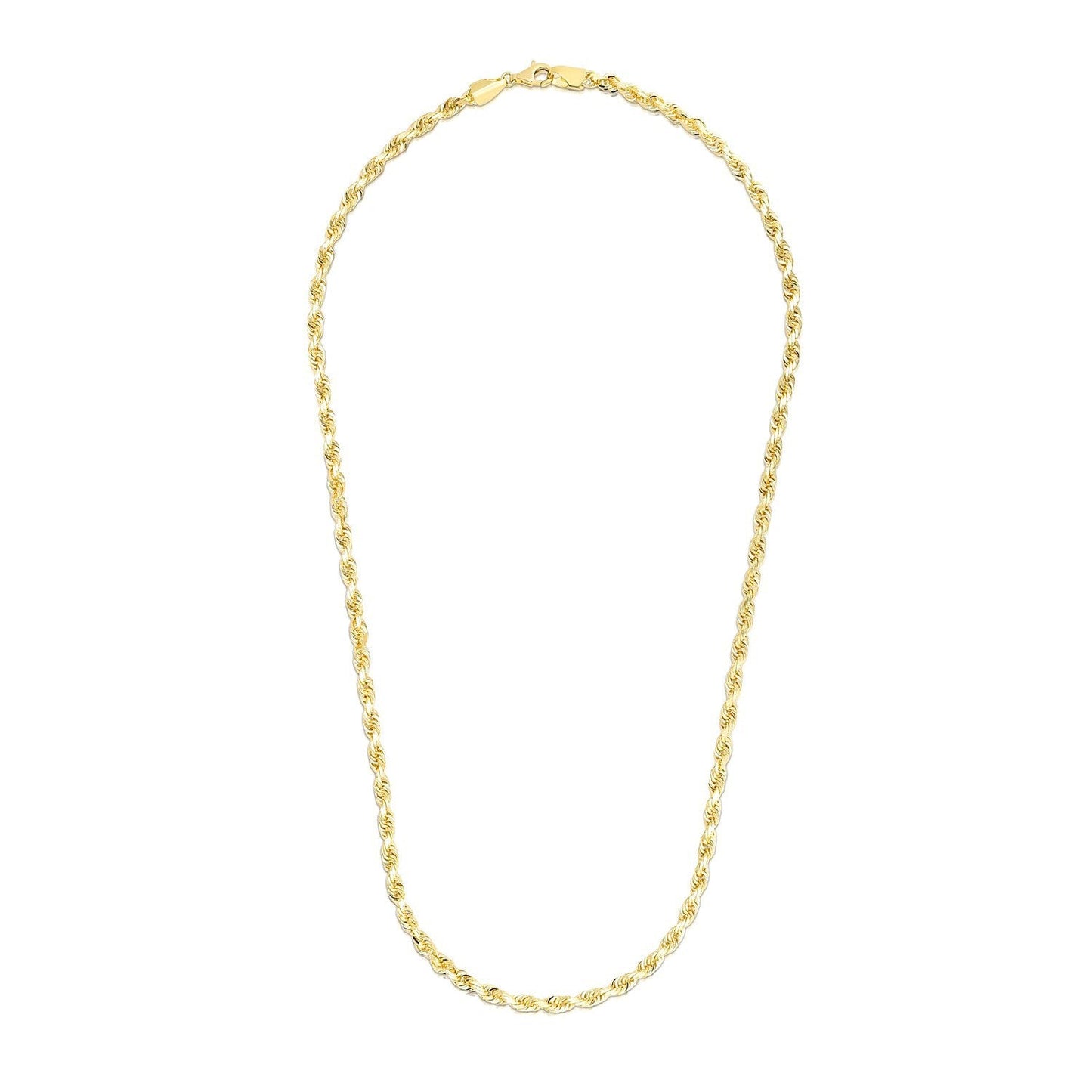 Cadena de oro amarillo macizo de 14k de 5.0mm con corte de diamante