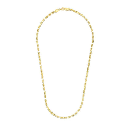 Cadena de oro amarillo macizo de 14k de 5.0mm con corte de diamante