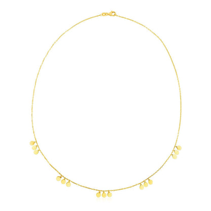 Collar de oro amarillo de 14k con estaciones de aros colgantes
