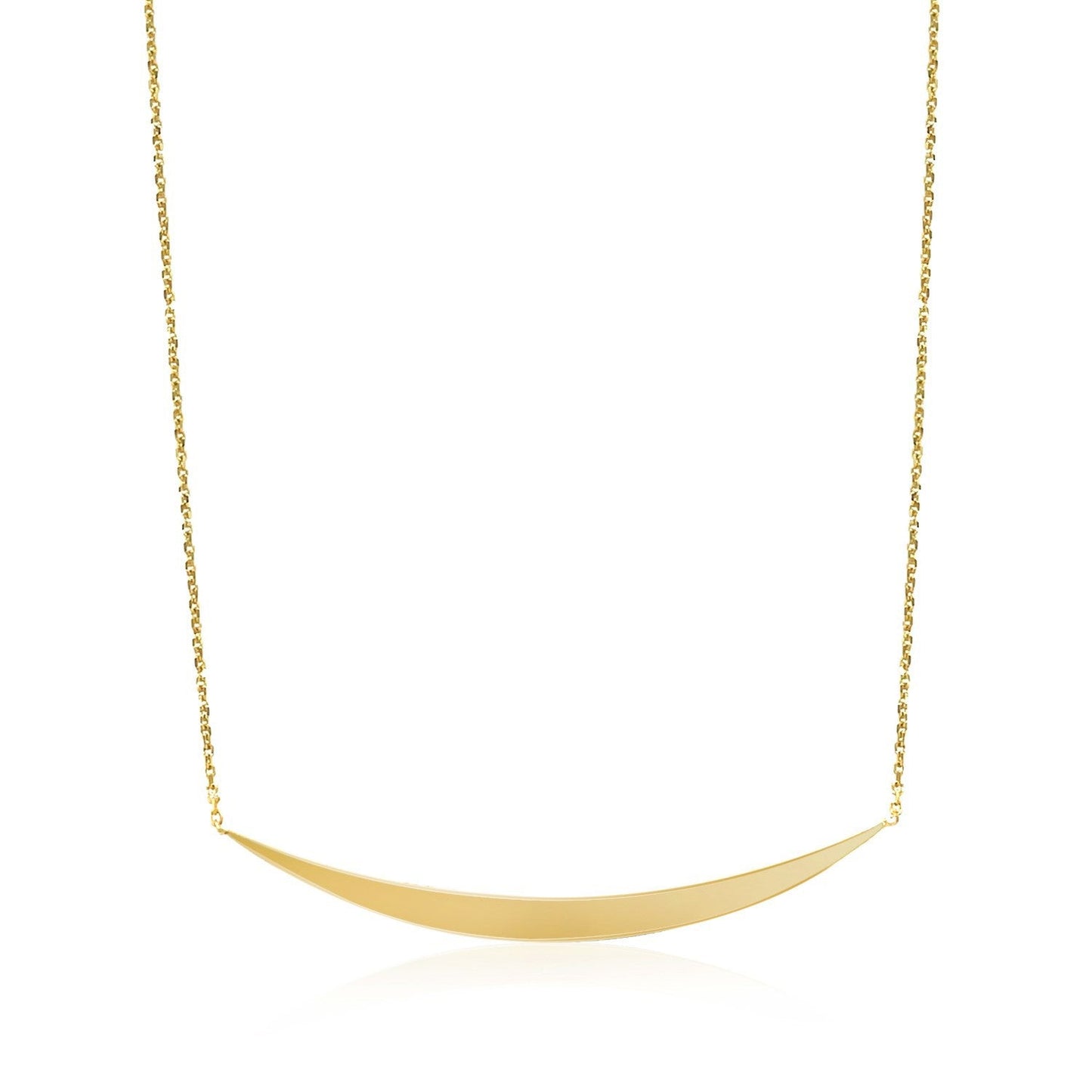 Collar de oro amarillo de 14k con colgante de barra curva pulida