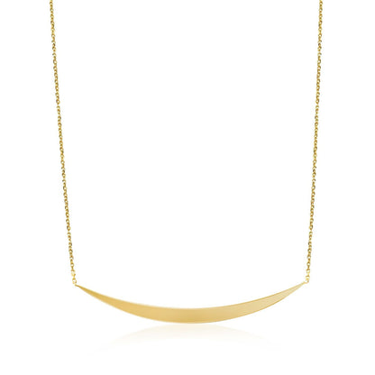 Collar de oro amarillo de 14k con colgante de barra curva pulida