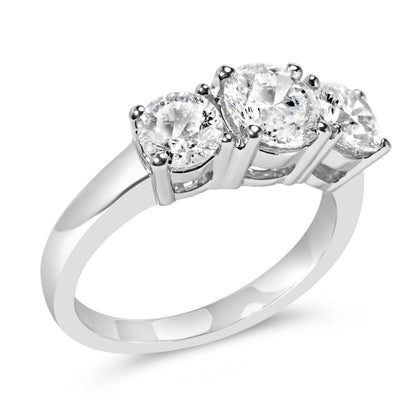 Anillo de tres piedras de oro blanco de 14 quilates con diamantes cultivados en laboratorio de 2,00 quilates en total (color F-G, claridad VS1-VS2) - Talla 7