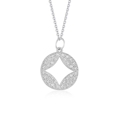 Colgante de círculo con diamantes engastados y calado en oro blanco de 14k (1/3 quilates en total)