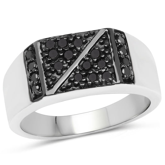 Anillo de plata esterlina .925 con diamante negro genuino de 0.35 quilates