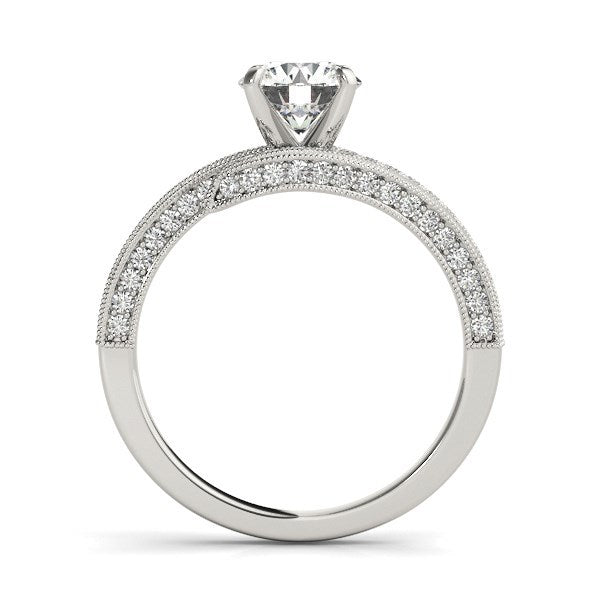 Anillo de compromiso de oro blanco de 14k con diamante redondo estilo "bypass" (1 1/2 ct. p.t.)