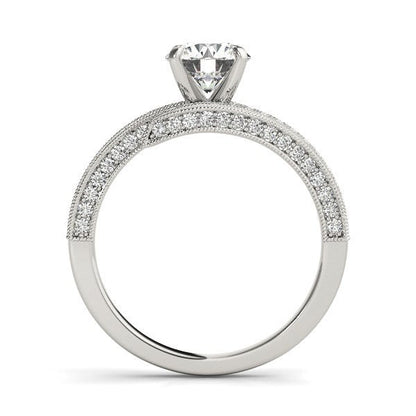 Anillo de compromiso de oro blanco de 14k con diamante redondo estilo "bypass" (1 1/2 ct. p.t.)