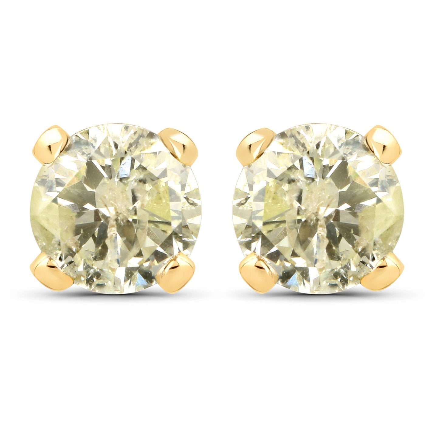Pendientes de oro amarillo de 14K con diamante genuino LB de 1.02 quilates
