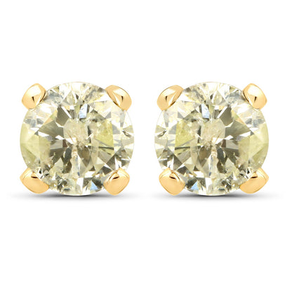 Pendientes de oro amarillo de 14K con diamante genuino LB de 1.02 quilates