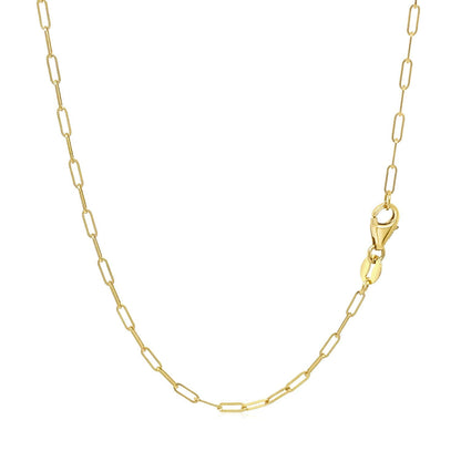 Cadena de eslabones ovalados finos de oro amarillo de 14K (1.5mm)