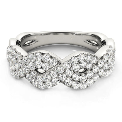 Anillo de ondas entrelazadas con diamantes en oro blanco de 14k (5/8 qt)