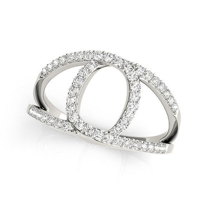 Anillo de doble banda estilo lazo de diamantes de oro blanco de 14k (1/2 qt. de peso total)