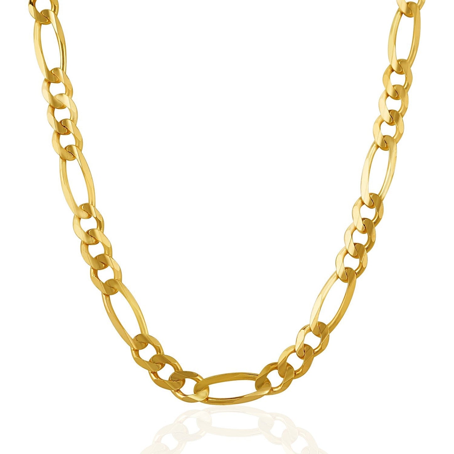 Cadena Fígaro sólida de oro amarillo de 14k y 7.0mm