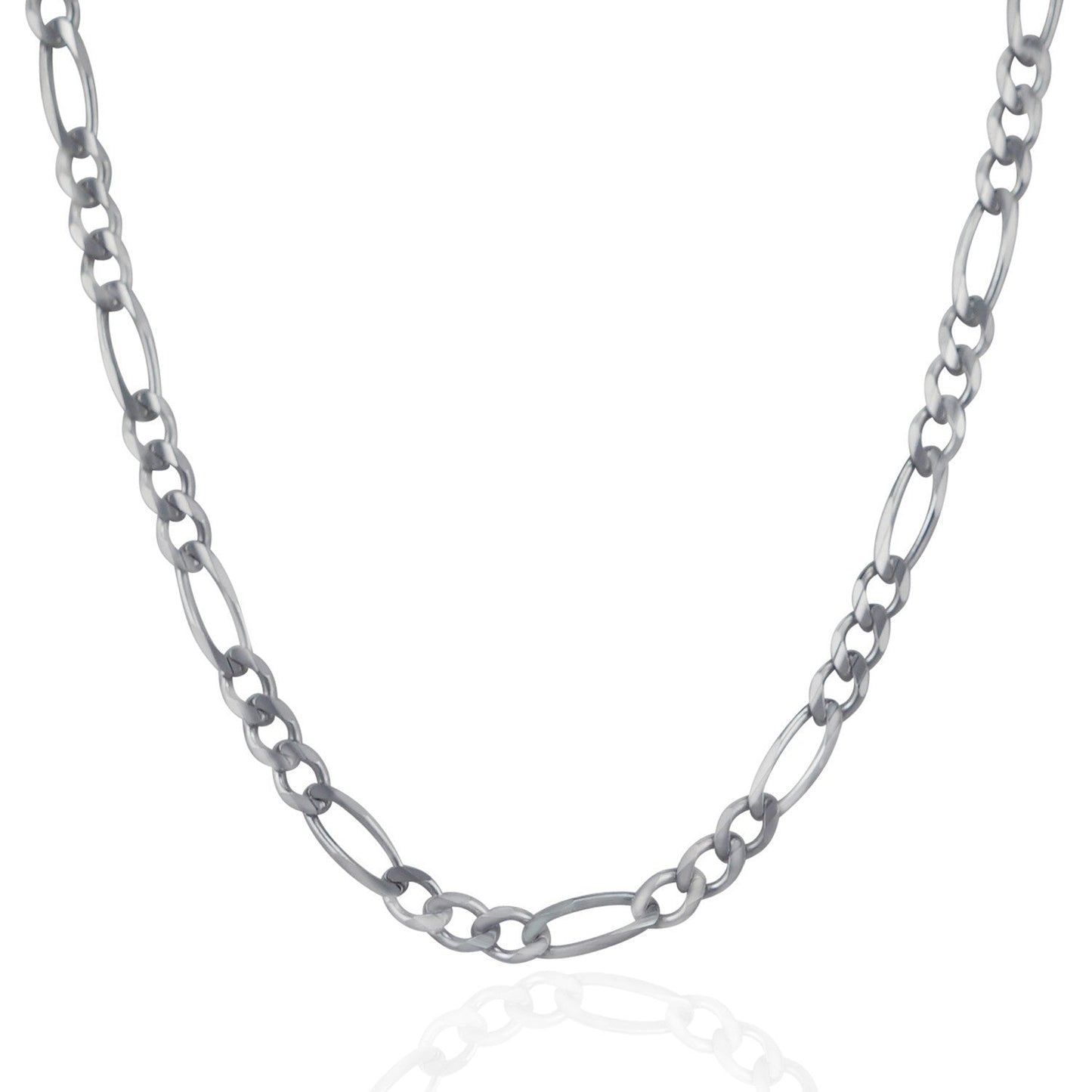 Cadena Fígaro de Oro Blanco Sólido de 14k y 4.6mm