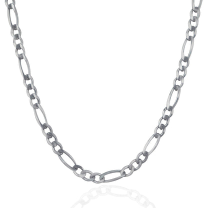 Cadena Fígaro de Oro Blanco Sólido de 14k y 4.6mm