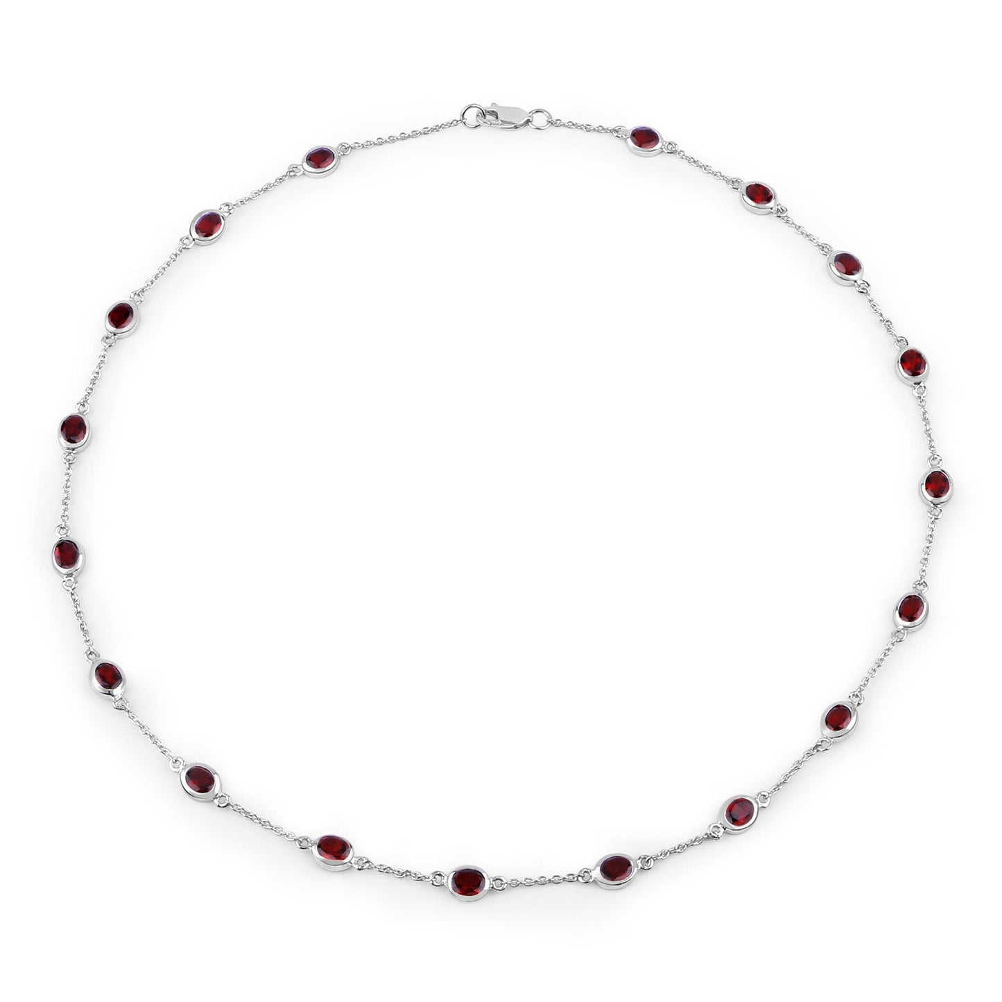 Collar de plata de ley .925 con granate genuino de 8.10 quilates