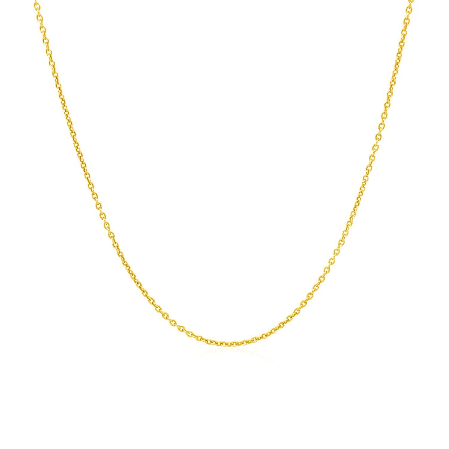Cadena de eslabones redondos tipo cable de oro amarillo de 14k de 1.1mm