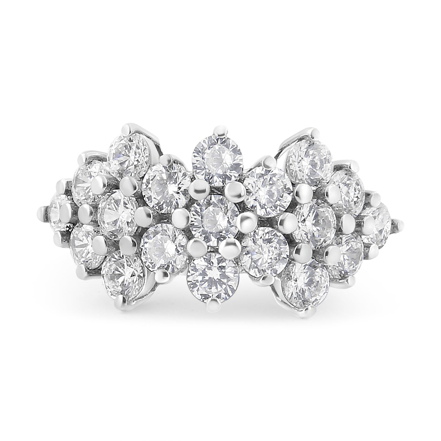 Anillo de banda dispersa de varias filas con diamantes de 4,0 Cttw en oro blanco de 14 K (color I-J, claridad I1-I2) - Talla 7
