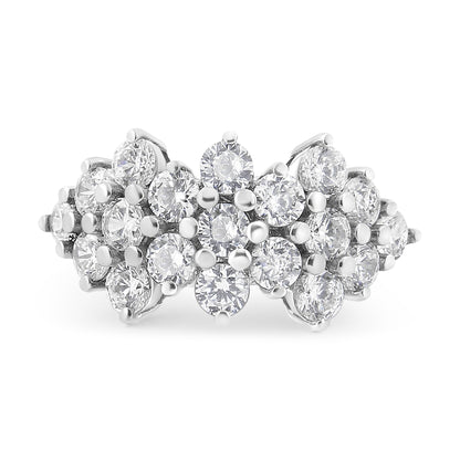 Anillo de banda dispersa de varias filas con diamantes de 4,0 Cttw en oro blanco de 14 K (color I-J, claridad I1-I2) - Talla 7